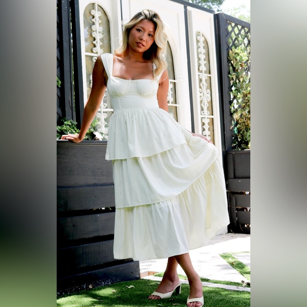 COPY - WeWoreWhat Corset Poplin Dress Ivory size S